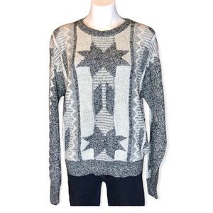GIANI LEONE Vintage Star Eclectic Grandpa Pullover Sweater Gray Men’s Medium